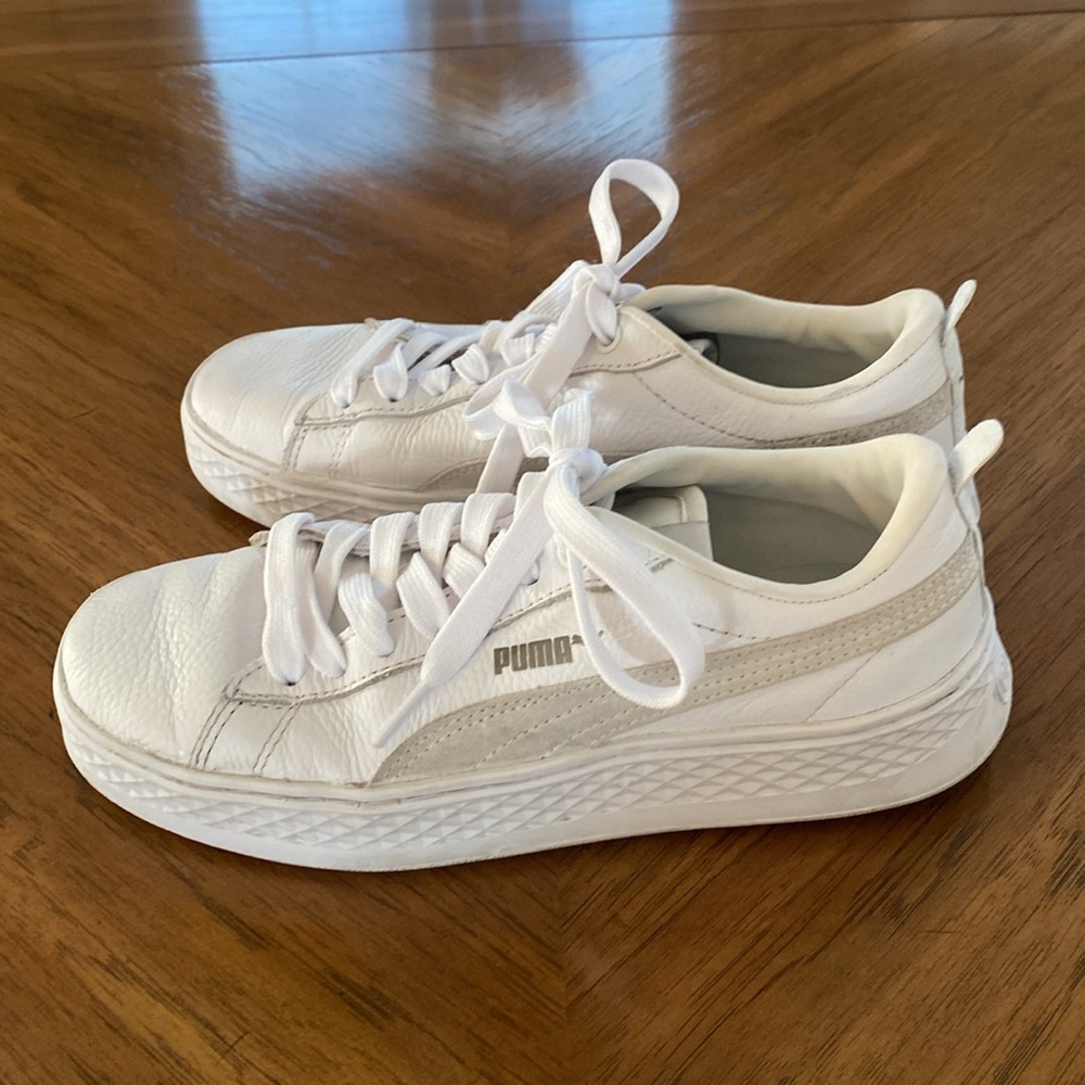 PUMA SMASH PLATFORM WHITE SNEAKERS - Picture 4 of 10